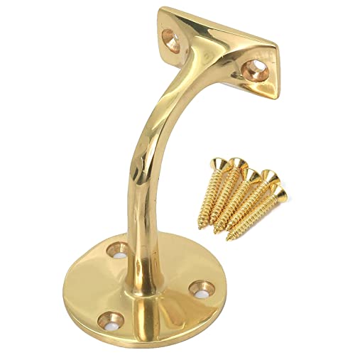 Lot de 5 supports de rampe d'escalier muraux en laiton poli de 50 mm avec vis assorties.