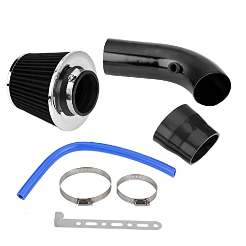 Filtro de aire deportivo para coche, 76 mm, universal, 3 pulgadas, universal de entrada de aire de fibra de carbono con manguera (patrón de carbono)