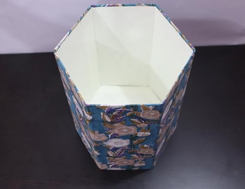 Image of Generic 3.3 Gallon Cotton Hand Block Printed Paper Waste Basket |Small Decorative Trash Can for Housewarming Gifts in Living Room, Bedroom, Bathroom | Eco-Friendly, Plastic-Free (1, CREEM FLOWAR)