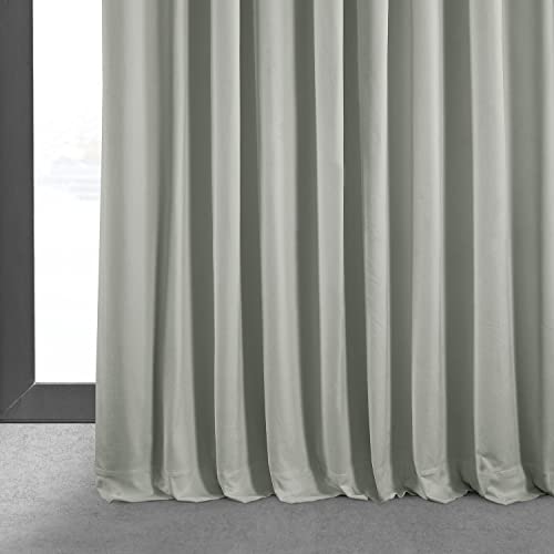 HPD Half Price Drapes Signature Velvet Thermal Blackout Curtains for Living Room 84 Inch Long (1 Panel) Rod Pocket Insulated Blackout Curtains for Bedroom Window Curtains, 100W x 84L, Reflection Grey