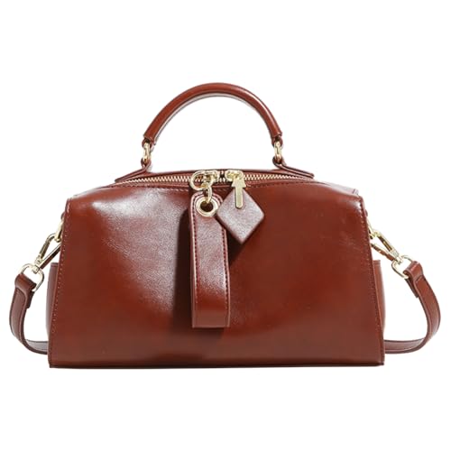 Mn&Sue Barrel Purses for Women Fashion Top Handle Satchel PU Leather Crossbody Bags Ladies Shoulder Purses with Wide Strap