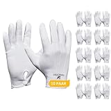 Gebol Trikot-Handschuhe – Baumwolltrikot Unterzieh-Handschuhe, 10 Paar, fusselfrei, für Präzisionsarbeiten, Unisex, Farbe: Weiß, Universalgröße