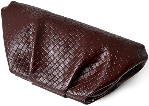 Image of Women's Woven Evening Bag Ruched Dumpling Clutch Purse Detachable Chain Crossbody Bag