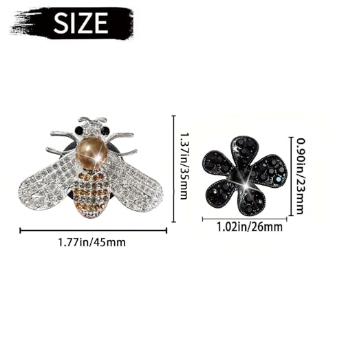 Image of 4 Pcs Gold Bling Honeybee and Black Daisy Car Air Fresheners Vent Clips Diffuser Vent Clip Rhinestone Diamond Decoration Car Interior Decor Cute Accessories for Women, Automotive Air Fresheners
