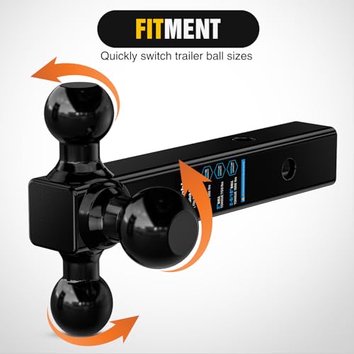 Image of Nilight Trailer Hitch Ball Mount, 1-7 /8 Inch, 2 Inch, 2-5 /16 Inch Balls, Fits 2 Inch Square Receiver, 10,000 lbs