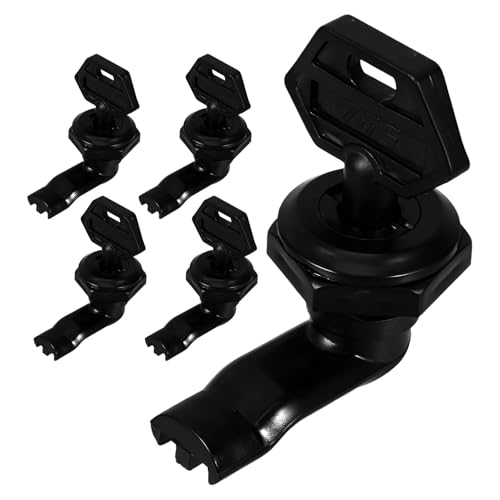 Image of SAFIGLE knob Lock 5 Sets Black Plastic Electric Cabinet Locks with Tongue Bolt Latch for Distribution Cabinet and Power Switch Cabinet, Easy Installation for Industrial Use