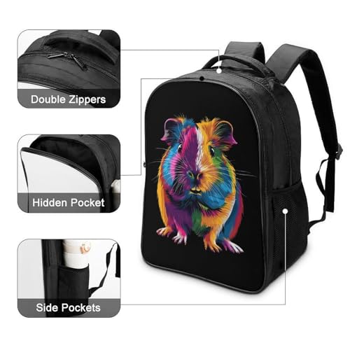 Colorful Guinea Pigs Funny 16 Inch Backpack for Men Women Casual Daypack with 2 Compartment for Travel Work4