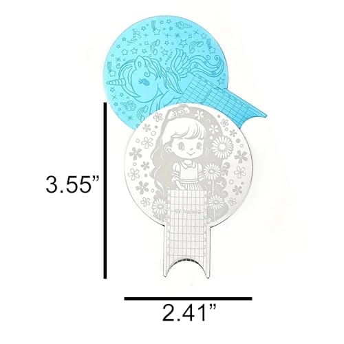 Régua de unha de aço inoxidável, comprimento de medição, arte de estêncil, design redondo, ferrament