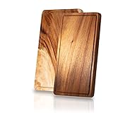 AMPARA® Frühstücksbrettchen Holz - 25x15cm – Akazie am Stück – Holzbrettchen | Vesperbrett (2er Set)