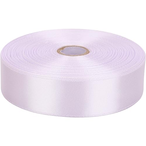 Baocuan 1 inch White Satin Ribbon 50 Yards Solid Fabric Ribbons Roll for Wedding Invitations, Bridal Bouquets, Sewing, Party Decorations, Gift Wrapping and More