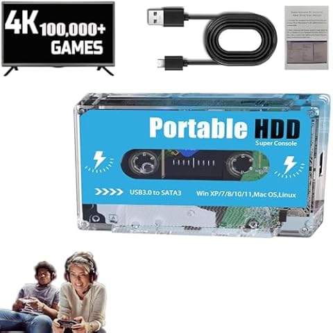 Crexyyo Retro Disk, Retro Cassette Game Console, Retro Game Console, 4K HDMI Output, Plug and Play Video Game Stick Built in 100000+ Games Cover