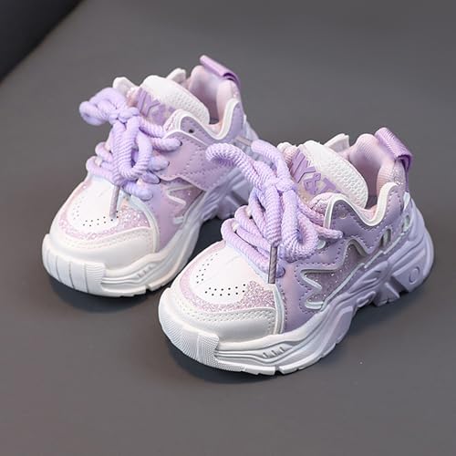 Kids Girls Running Shoes Lace-Up Glitter Sequin Non-Slip Breathable Sneakers Low Top Outdoor Hiking Walking Sneakers3