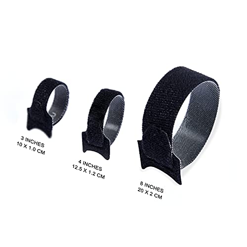 Patu Reusable Fastening Cable Ties - 30 Pcs 3 Inch Microfiber Cloth Hook And Loop Cord Management Wire Organizer Straps, Black #TOP7