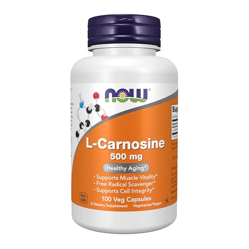 NOW Foods Supplements L-Carnosine (Beta-Alanyl-L-Histidine) 500 mg Healthy Aging 100 Veg Capsules