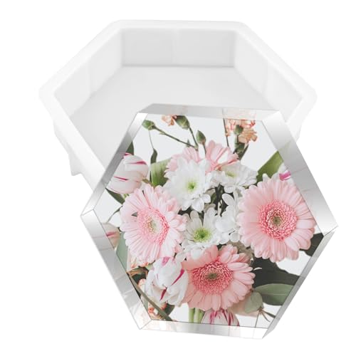 TOKSEO Epoxidharz Formen Groß Hexagon Resin Silikonform Silikonformen Epoxidharz Resin Formen für Anfänger Epoxidharz Formen Silikon für DIY und Versiegelte Blumen