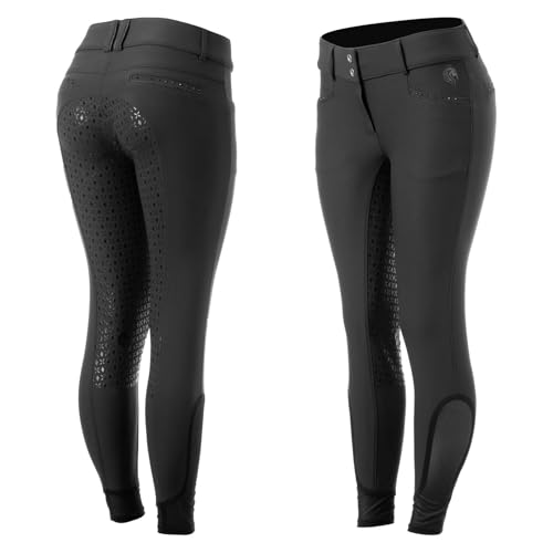 Equinavia Victoria Women's Silicone Full Seat Breeches | Elegant Design | Breathable Fabric - Black/Black - 28