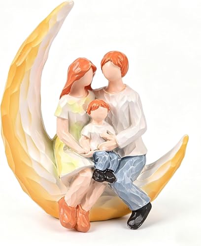 POSHEILA Birthday Gift for Mom, Moon Family Figurine, Gifts for Grandma Aunts from Niece, Sculpted Hand-Painted Resin, Mother of the Bride Gift Home Decor