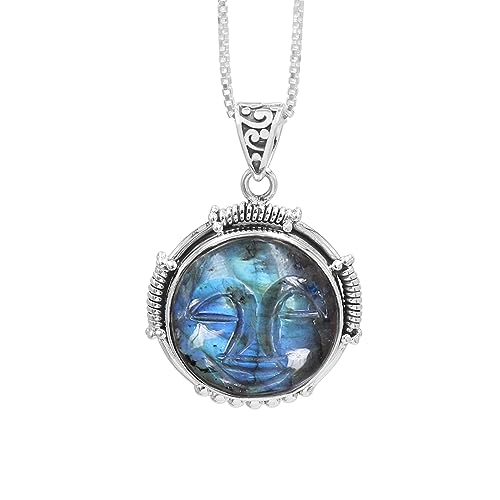 Collier en labradorite naturelle authentique et argent sterling sculpté à la main