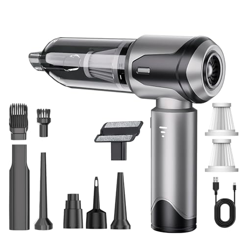 Aspirador de Mano Potente 20000Pa , 4 en 1Aspiradora de Mano Sin Cable ,Con 2 Filtros Lavables, 6000mAh Mini Aspirador Portátil Para Coche, Ideal Para Limpiar el Hogar, el Coche y el Pelo de Mascotas.