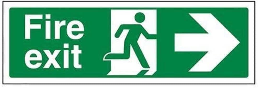 V Safety Fire Exit Arrow Right, Green, 450 x 150 mm
