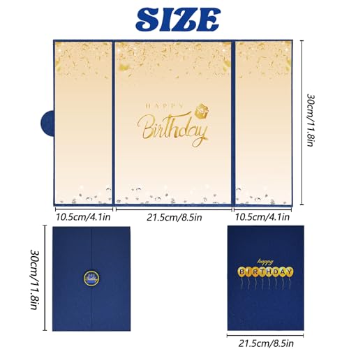 Image of Crenics Blue and Gold Birthday Decorations for Women Men, Creative Birthday Guest Signature Book Alternative 18 inch x 12 inch, Awesome Birthday Gifts for Girls or Boys
