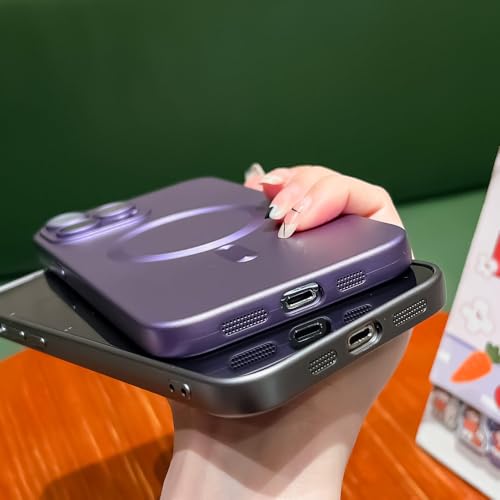 Étui de téléphone magnétique avec couverture mate et protection d'objectif pour iPhone 15 Pro