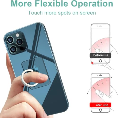 Image of KolorFish Transparent Phone Ring Stand Holder Mobile Phone Ring Holder Finger Grip 360 Degree Rotation (Bling Silver Square)