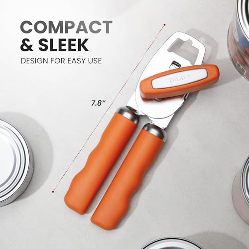 Image of Zulay Kitchen Manual Can Opener Heavy Duty Patented Stainless Steel, Orange