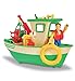 Smoby- Sam Le Pompier-Barca da Pesca Galleggiante, Grue Mobile + verricello Meccanico, 1 Statuetta Inclusa, Colore Verde, 7/109251074002