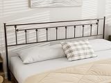 IKIFLY Metal King Size Headboard, Adjustable Height, Sturdy Steel Headboard Only for King Size Bed, Farmhouse Victorian Style, Easy Assembly, Attach Frame, Brown