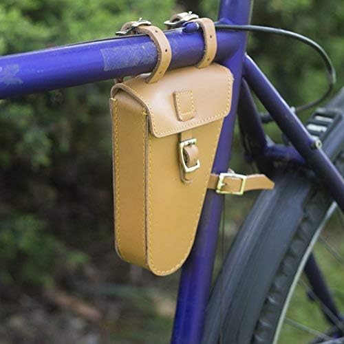 Frame Bike Bag Genuine Leather in TAN Tool Bicycle Bag TRIGL-TAN