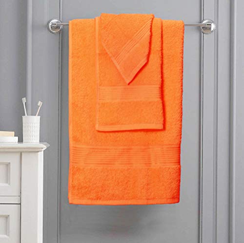 Elvana Home Ultra Soft 6 Pack Cotton Towel Set, Contains 2 Bath Towels 28X55 Inch, 2 Hand Towels 16X24 Inch & 2 Wash Coths 12X12 Inch, Ideal For Everyday Use, Compact & Lightweight - Orange #TOP6