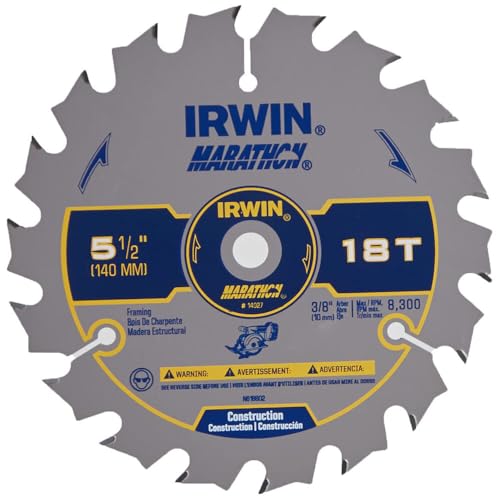 IRWIN Tools MARATHON Carbide Cordless Circular Saw Blade, 5 1/2-Inch, 18T, .063-inch Kerf (14027)