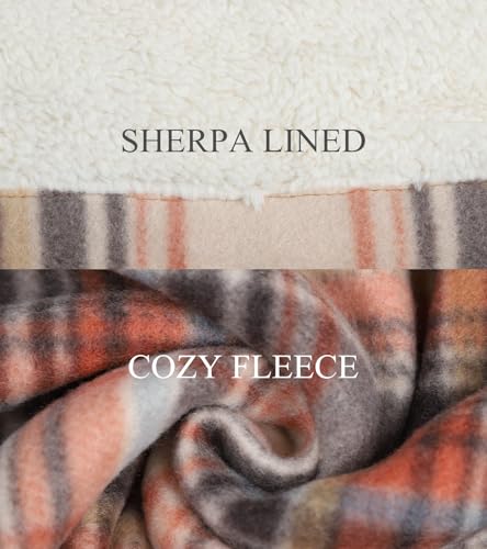 Image of LeeHanTon Mens Heavyweight Hoodies Casual Zip Up Plaid Flannel Shirt Jackets Winter Thick Berber Lined Fleece Coat