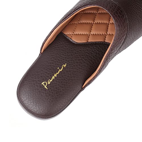 Pamir Mens Premium Leather House Slippers With Memory Foam Brown Size 10 #TOP3