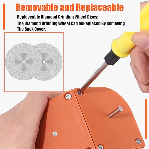 RUNMO Multipurpose Drill Bit Sharpener for All Bits Mill Drill Machine Blade Sharpening Tool with 4 Grinding Wheels, Pocket Size, Orange