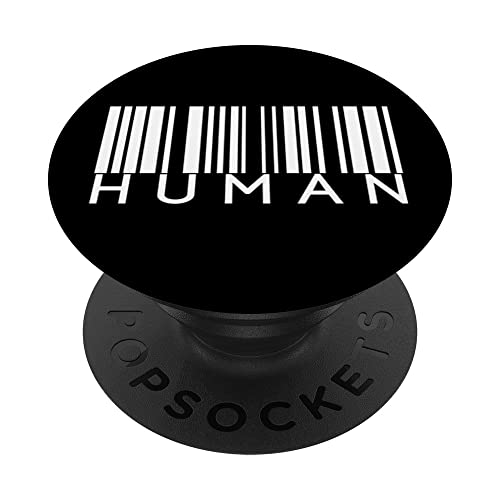 Human Bar Code Alien UFO Space Planet Theory PopSockets Swappable PopGrip, Black