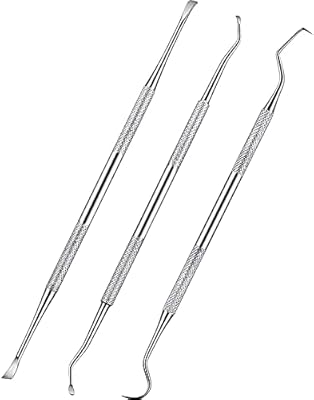 3 Pieces Dog Dental Tooth Scaler and Scraper Stainless Double Headed Tarter Remover Scraper Pet Teeth Cleaning Tools for Dog and Cat(Silver)