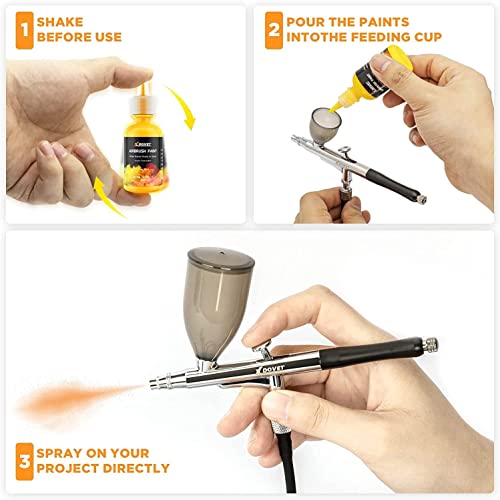 XDOVET Tinta para aerógrafo, conjunto de 6 cores para aerografia (30 ml), pronto para pulverizar, co