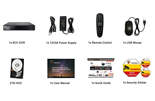 TIGERSECU 5MP Super HD H.265+ 8-Channel Hybrid 5-in-1 DVR Security Recorder with 2TB Hard Drive, for 5MP HD-TVI/AHD/CVI/Analog/ONVIF 2.0+ IP Cameras (Cameras Not Included) - Thumbnail 2