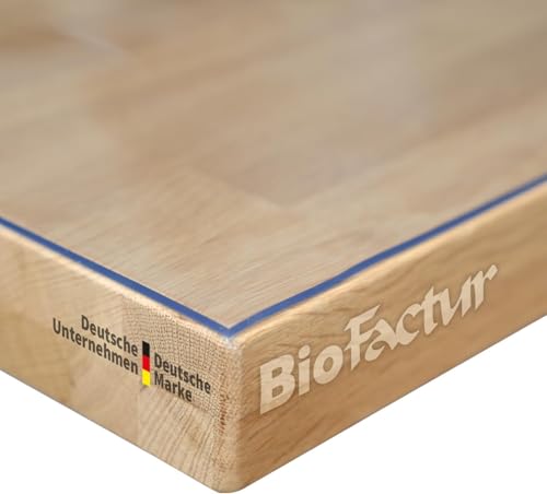 BioFactur Nappe transparente antidérapante en PVC de 2 mm - Protection de table rectangulaire lavable - 160 x 90 cm - Bord droit - Sous-main transparent