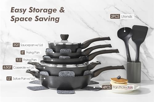 image for SENSARTE Pots and Pans Set Non stick, Non toxic Healthy Induction Cook