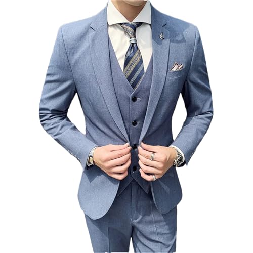 Mariage décontracté en costume 3 pièces bleu bébé chic pour homme L