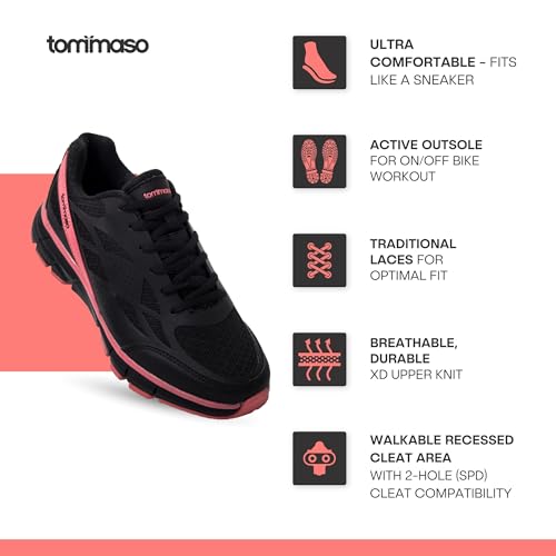Image of Tommaso Women's Cycling Shoes with Pre-Installed SPD Cleats - Easy to Walk-in Ventilated SPD Cycling Shoes for Women's Spin Classes and Indoor Bikes - Comfortable on Foot and Toebox.