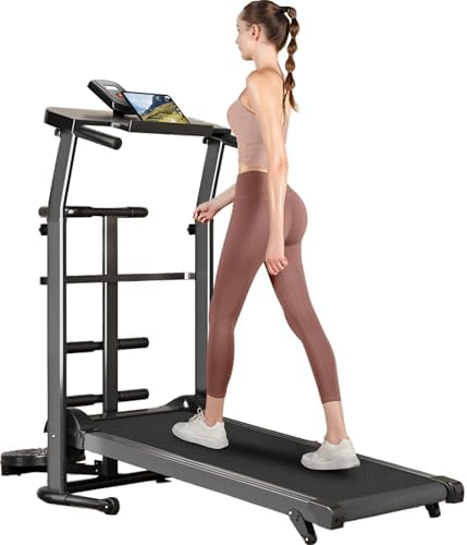 Home Walking Pad Treadmill - 12% Incline, Adjustable Height, Foldable with Handle Bar, 200 Lb Capacity, Unpowered Self-Propelled Design for Seniors, Kids, and Adults