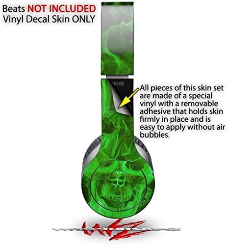 Skin Decal Wrap Works with Original Beats Solo HD Headphones Flaming Fire Skull Green Skin Only (Headphones NOT Included)