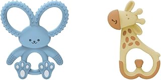 Flexees Blue Bunny & Ridgees Giraffe Silicone Baby Teethers, Designed for 3m+ Infants, BPA Free