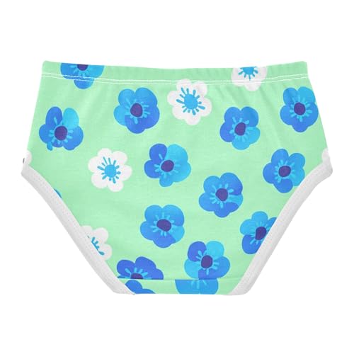 Toddler Girls Underwear 2t Cotton Cute Panties Girl Durable Briefs Girls Undies Flowers Blue Green Petals2
