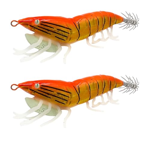 Cebos de pesca Glow Jigs Ganchos Camarones Cebo Calamar Jigs Cebos Artificiales Con Anillos Cuentas Glow Calamar Jigs Ganchos