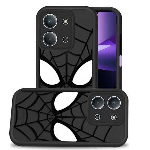 Image of AESTMO Back Case Cover for Redmi 15C 5G / Poco C85 5G Cover | Spidey Face Mask Design | Silicone Case | Full Body Protection | Camera Protection Back Cover for Redmi 15C 5G / Poco C85 5G (Black)